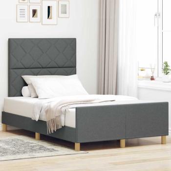 ARDEBO.de - Bettgestell mit Kopfteil Dunkelgrau 120 x 190 cm Stoff