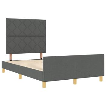 Bettgestell mit Kopfteil Dunkelgrau 120 x 190 cm Stoff