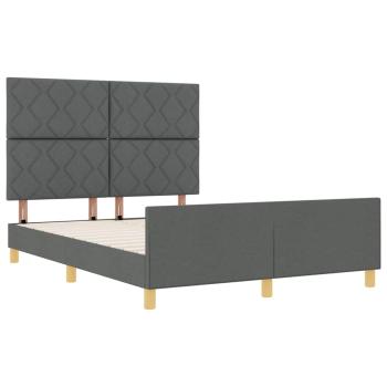 Bettgestell mit Kopfteil Dunkelgrau 140 x 190 cm Stoff