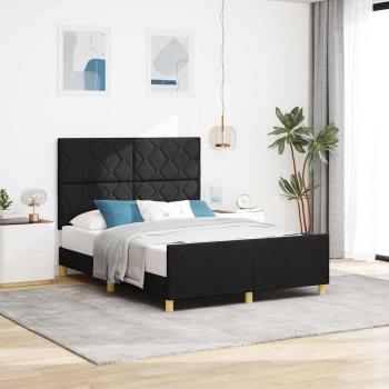 ARDEBO.de - Bettgestell mit Kopfteil Schwarz 140 x 190 cm Stoff