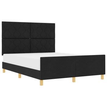Bettgestell mit Kopfteil Schwarz 140 x 190 cm Stoff
