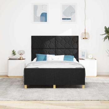 Bettgestell mit Kopfteil Schwarz 140 x 190 cm Stoff