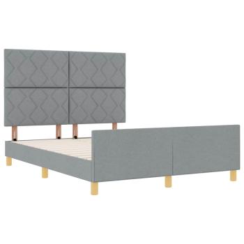 Bettgestell mit Kopfteil Hellgrau 140 x 200 cm Stoff