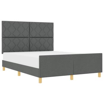 Bettgestell mit Kopfteil Dunkelgrau 160 x 200 cm Stoff
