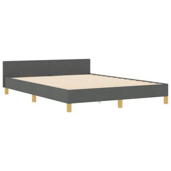 Bettgestell mit Kopfteil Dunkelgrau 160 x 200 cm Stoff