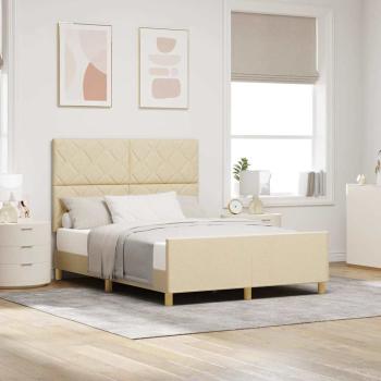 ARDEBO.de - Bettgestell mit Kopfteil Creme 160 x 200 cm Stoff