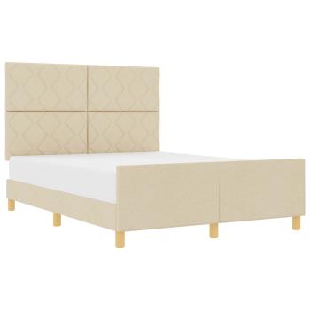 Bettgestell mit Kopfteil Creme 160 x 200 cm Stoff