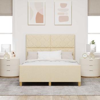 Bettgestell mit Kopfteil Creme 160 x 200 cm Stoff
