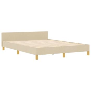 Bettgestell mit Kopfteil Creme 160 x 200 cm Stoff
