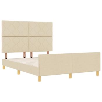 Bettgestell mit Kopfteil Creme 160 x 200 cm Stoff