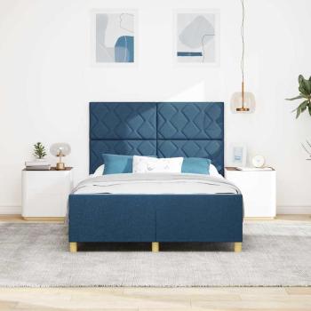 Bettgestell mit Kopfteil Blau 160 x 200 cm Stoff