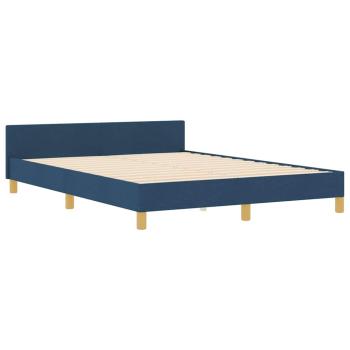 Bettgestell mit Kopfteil Blau 160 x 200 cm Stoff