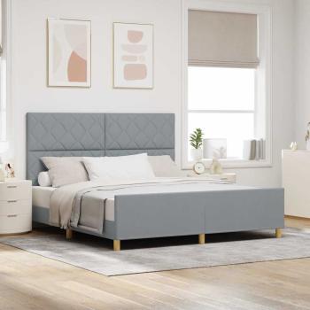 ARDEBO.de - Bettgestell mit Kopfteil Hellgrau 180 x 200 cm Stoff