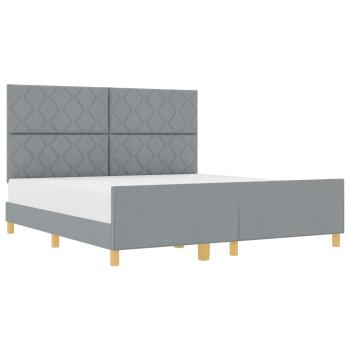 Bettgestell mit Kopfteil Hellgrau 180 x 200 cm Stoff
