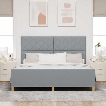Bettgestell mit Kopfteil Hellgrau 180 x 200 cm Stoff