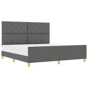 Bettgestell mit Kopfteil Dunkelgrau 180 x 200 cm Stoff