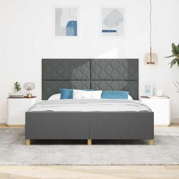 Bettgestell mit Kopfteil Dunkelgrau 180 x 200 cm Stoff