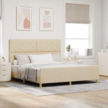 ARDEBO.de - Bettgestell mit Kopfteil Creme 180 x 200 cm Stoff