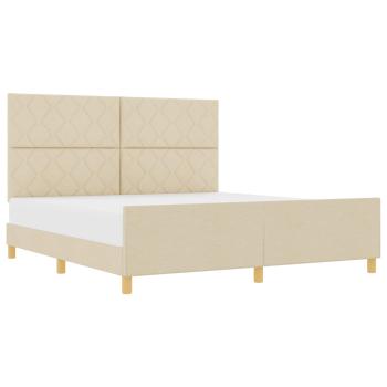 Bettgestell mit Kopfteil Creme 180 x 200 cm Stoff