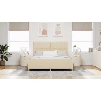 Bettgestell mit Kopfteil Creme 180 x 200 cm Stoff