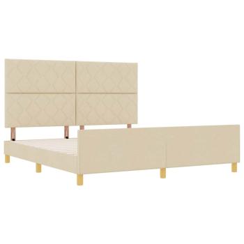 Bettgestell mit Kopfteil Creme 180 x 200 cm Stoff