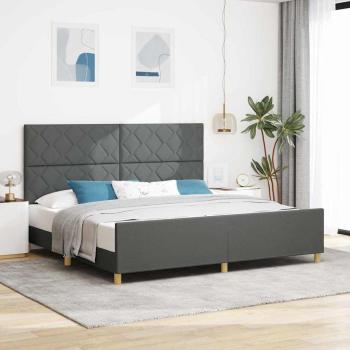 ARDEBO.de - Bettgestell mit Kopfteil Dunkelgrau 200 x 200 cm Stoff
