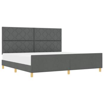 Bettgestell mit Kopfteil Dunkelgrau 200 x 200 cm Stoff