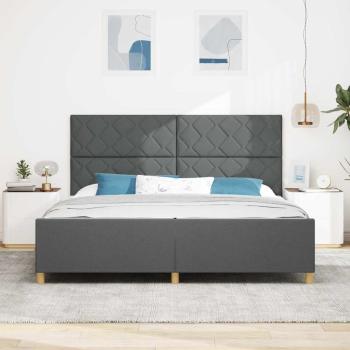 Bettgestell mit Kopfteil Dunkelgrau 200 x 200 cm Stoff