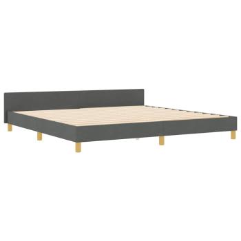 Bettgestell mit Kopfteil Dunkelgrau 200 x 200 cm Stoff