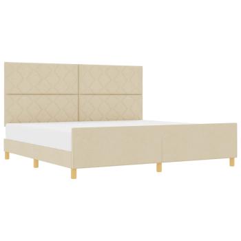 Bettgestell mit Kopfteil Creme 200 x 200 cm Stoff