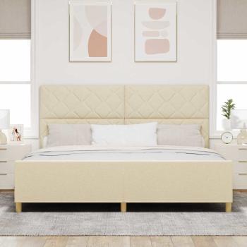 Bettgestell mit Kopfteil Creme 200 x 200 cm Stoff