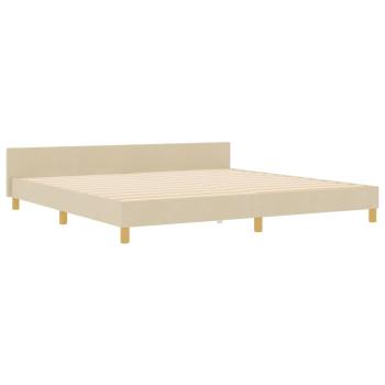 Bettgestell mit Kopfteil Creme 200 x 200 cm Stoff