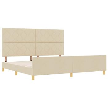 Bettgestell mit Kopfteil Creme 200 x 200 cm Stoff