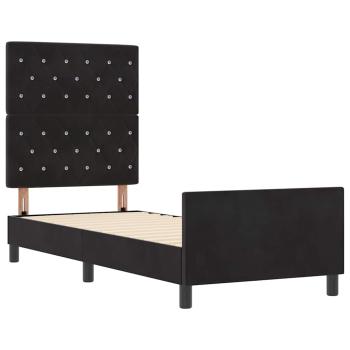 Boxspringbett mit Kopfteil Schwarz 80 x 200 cm Samt