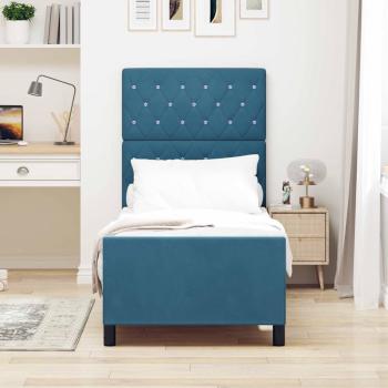 Boxspringbett mit Kopfteil Dunkelblau 80 x 200 cm Samt