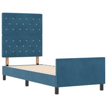 Boxspringbett mit Kopfteil Dunkelblau 80 x 200 cm Samt
