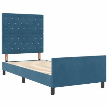 Boxspringbett mit Kopfteil Dunkelblau 90 x 190 cm Samt