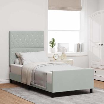 ARDEBO.de - Boxspringbett mit Kopfteil Hellgrau 90 x 200 cm Samt