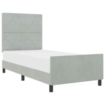 Boxspringbett mit Kopfteil Hellgrau 90 x 200 cm Samt