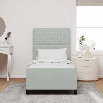 Boxspringbett mit Kopfteil Hellgrau 90 x 200 cm Samt