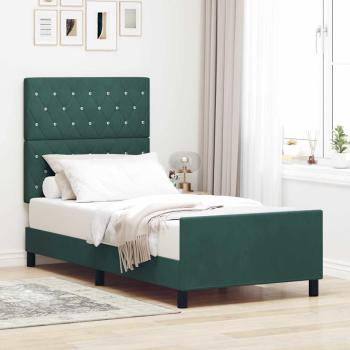 ARDEBO.de - Boxspringbett mit Kopfteil Dunkelgrün 90 x 200 cm Samt