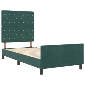 Boxspringbett mit Kopfteil Dunkelgrün 90 x 200 cm Samt
