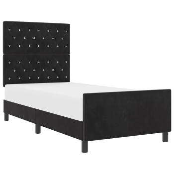 Boxspringbett mit Kopfteil Schwarz 100 x 200 cm Samt