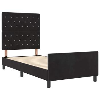 Boxspringbett mit Kopfteil Schwarz 100 x 200 cm Samt