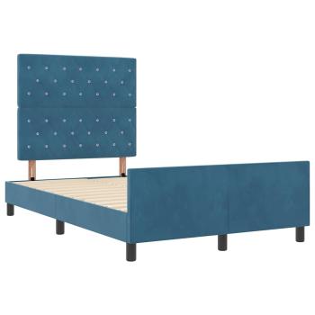Boxspringbett mit Kopfteil Dunkelblau 120 x 200 cm Samt