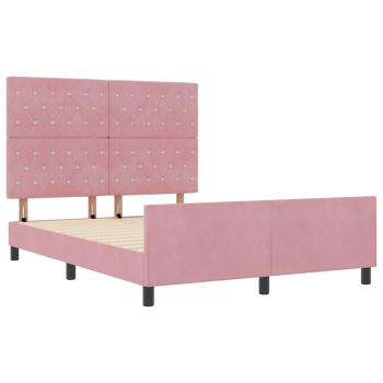 Boxspringbett mit Kopfteil Rosa 140 x 190 cm Samt