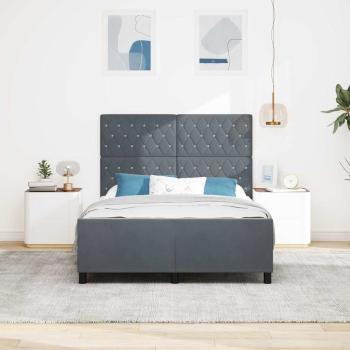 Boxspringbett mit Kopfteil Dunkelgrau 140 x 200 cm Samt