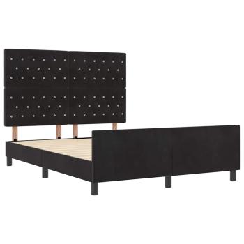 Boxspringbett mit Kopfteil Schwarz 160 x 200 cm Samt