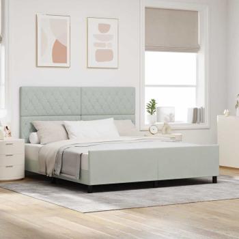 ARDEBO.de - Boxspringbett mit Kopfteil Hellgrau 180 x 200 cm Samt