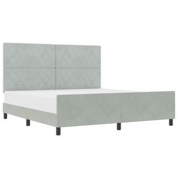 Boxspringbett mit Kopfteil Hellgrau 180 x 200 cm Samt